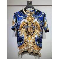 VERSACE Casual Slim Round Neck Gradient Print เสื้อยืดผู้ชาย