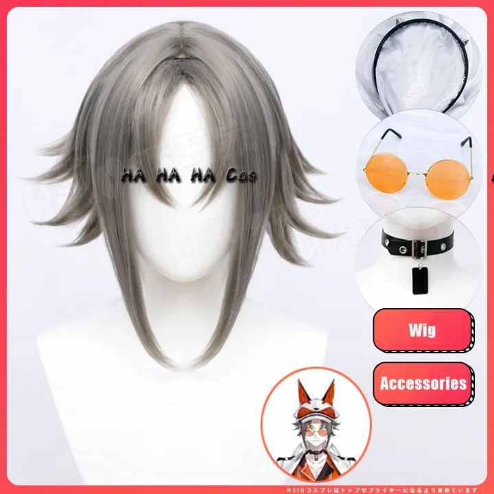 Hololive VTuber Luxiem Mysta Rias Cosplay Short Grey Hair Glasses ...