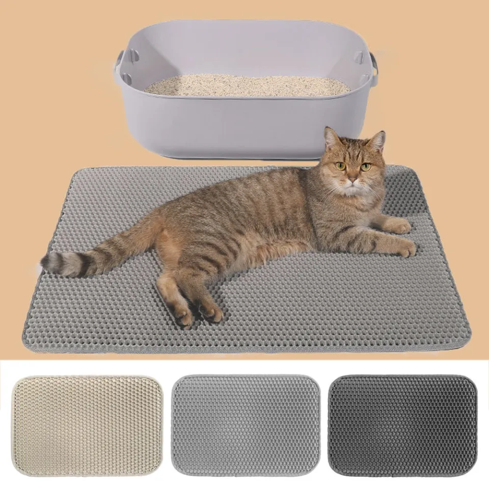 1pc PVC rectangular pet mat cat litter basin mat cat rub pad cat