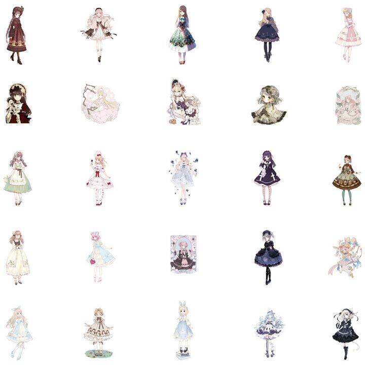 10-50pcs-gothic-girl-lolita-girl-sticker-handbill-sticker-homemade-watercolor-hand-painted-daily-scrapbooking-phone-stickers