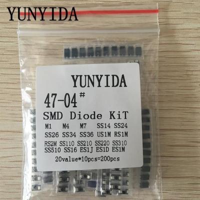 【CC】 200pcs/lot SMD diode Assorted 20valuex10PCS  contains SS110 SS220 SS210 SS310 SS510 SS16 SS26 SS34 SS36 ES1J ES1D M7 M4 US1M