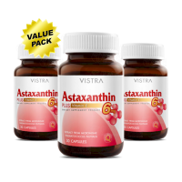 Vistra Astaxanthin 6 mg Plus Vitamin E 3x30 Capsules วิสทร้า แอสตาแซนธิน (Value Pack)