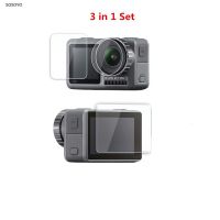 【The-Best】 Unex Lanka Tradings 3 In 1กระจกฟิล์มป้องกันหน้าจอเลนส์ฟิล์มป้องกันชุดสำหรับ Osmo Action Sport Camera Accessories