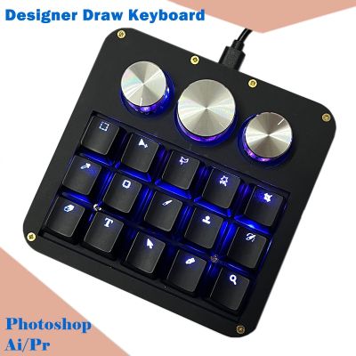 Macro Encodes Keyboard 15 Keys Photoshop Functions Programmable Knob Mechanical Keypad VIA Programming QMK Designer Keyboard Basic Keyboards