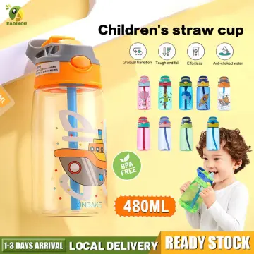 Shop 480ml Kids Cartoon Straw Cup with great discounts and prices