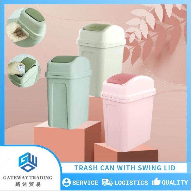 Trash Can with Swing Lid ,Plastic Swing Top Trash Can 3 Colors Lazada PH