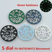 hot【DT】 28.5mm NH70 dial hollow out  S green luminous Suitable for NH72 movement watch accessories