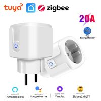 Tuya Zigbee Smart Plug 20A EU Smart Socket Outlet With Power Monitor Timing Function Voice Control Via Google Home Alexa Yandex Ratchets Sockets