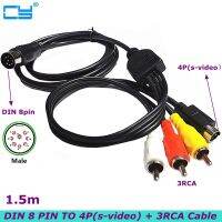 AA Din 8 Pin To S-Video 4P Male 3-RCA Male Audio Adapter  For DVD, TV/HDTV, VCRs, Cds, Musical Instruments, Audio Equipment.