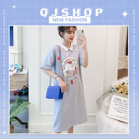 QJshop ??  โอ๊ยคือมัน น่ารักมาก ชุดเดรสแต่งคอปก สกรีนลายน่ารักสดใสพร้อมสายรุ่งเพิ่มความหวาน น่ารักแบบนี้ต้องรีบแล้ว?