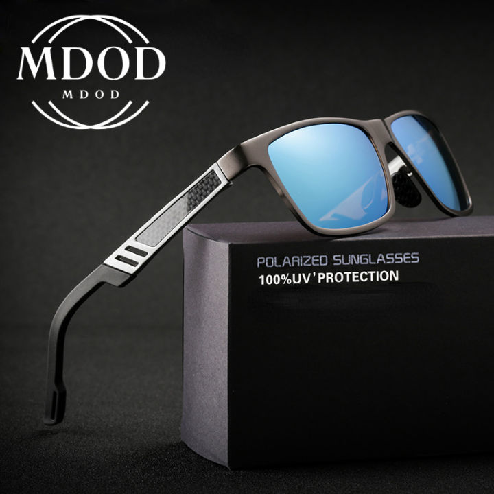 Men's Sunglasses Aluminum Magnesium Polarized Driving Mirror UV400 Eyewear, Black Blue