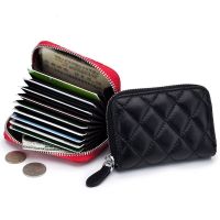 Fashion Women Sheepskin Organ Style Card Holder Zipper Short Female Wallets Purse Business ID Credit Cards Case Luxury Money Bag Card Holders