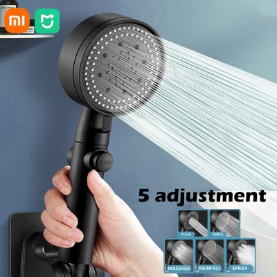 XIAOMI MIJIA 5 Modes Adjustable  Shower Head High Pressure Water Saving Shower Stop Water Black Bath Shower Head Bathroom Tool Showerheads