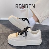 ∋ RENBEN รองเท้าแพลตฟอร์ม ขนาดเล็ก สีขาว สําหรับผู้หญิง นักเรียน