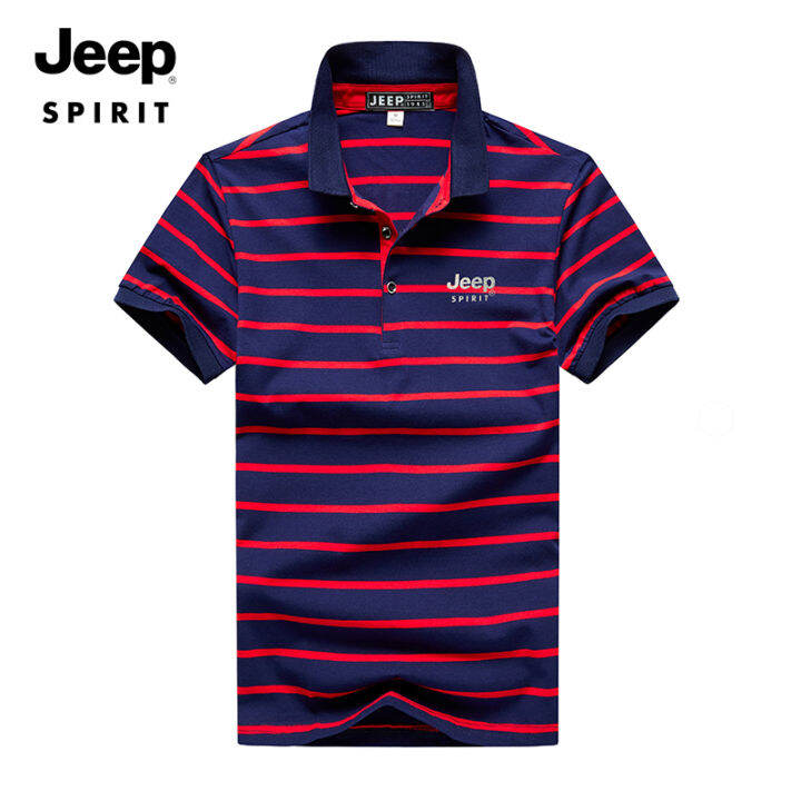 jeep-spirit-mens-short-sleeve-t-shirt-polo-shirt-casual-fashion-striped-cotton-thin-business