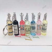 Creative Simulation Wine Bottle Keychain for Women Resin Car Keyring Bag Purse Pendant Bar Party Promotional Gift Handicraft Key Chains