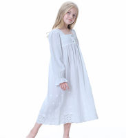 Princess Style Nightdress For Children Girls Loose Soft Bathrobe Baby Kids Long Sleeve Cotton Nightgowns Girls Home Clothes