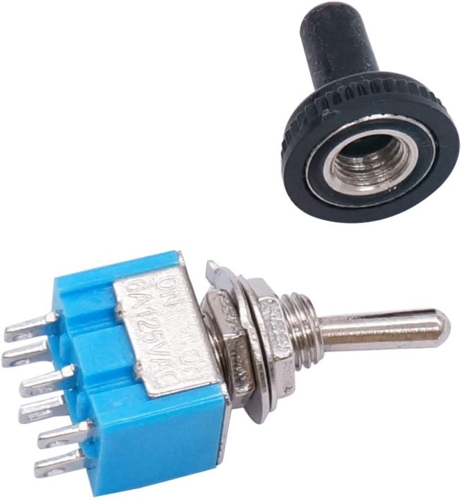 10pcs-mini-blue-mts-202-miniature-toggle-switch-dpdt-mts202-on-on-120vac-6a-waterproof-cap-toggle-switch
