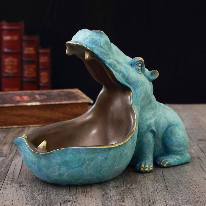 big-mouth-hippo-storage-figurine-key-bowl-resin-hippo-candy-dish-home-decor-crafts