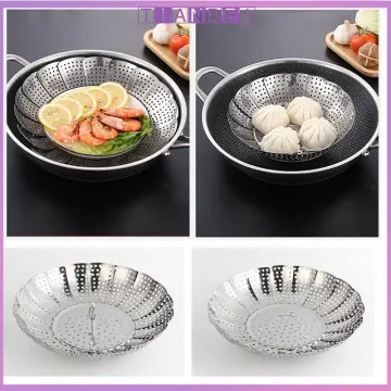 Multifunctional Stainless Steel Folding Food Steamer Basket Steam Dish Mesh  Vegetable Cooker Kitchen Tool for Dumpling Eggs - AliExpress