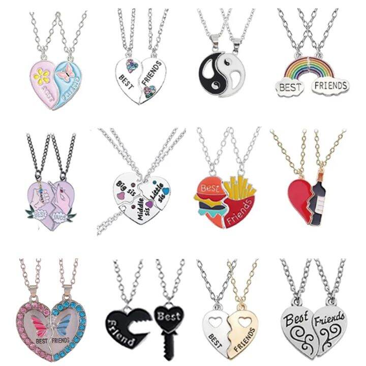 Fashion Best Friends Honey Love Couple Pendant Necklace 2 Pcs/ Set Chain  Choke Broken Heart Bff Good Friendship Jewelry Gift | Lazada.Vn