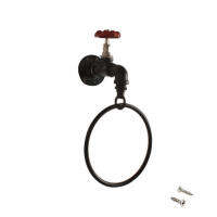 Gifts Wall Mounted Rustic Faucet Shape With Screws Towel Ring Hardware Holder Iron Kitchen Storage Rack Accessories For Bathroom