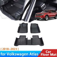 แผ่นพรมกันน้ำพรมปูพื้นรถยนต์ TPE สำหรับ Volkswagen VW Atlas Teramont 2018 ~ 2023 2022อุปกรณ์เสริม2021