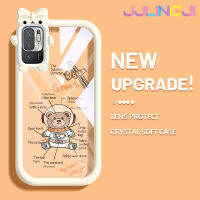 Jlingji เคสสำหรับ Xiaomi POCO M3 Pro 4G POCO M3 Pro 5G Redmi Note 10 5G Note 10T 5G Note 11 SE 5G เคสลายการ์ตูนน่ารัก Nasa Astronaut Bear Motif เคสกันกระแทกซิลิโคนนิ่มเคสโทรศัพท์แบบใสทนทานต่อการตกกระแทกและการสึกหรอ