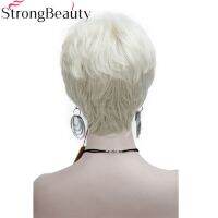 Strongbeauty วิกผมสีบลอนด์สีน้ำตาลสีส้มแดงสังเคราะห์สั้นสั้นทนความร้อนได้สูงวิกเต็มสีให้เลือกหลายคน