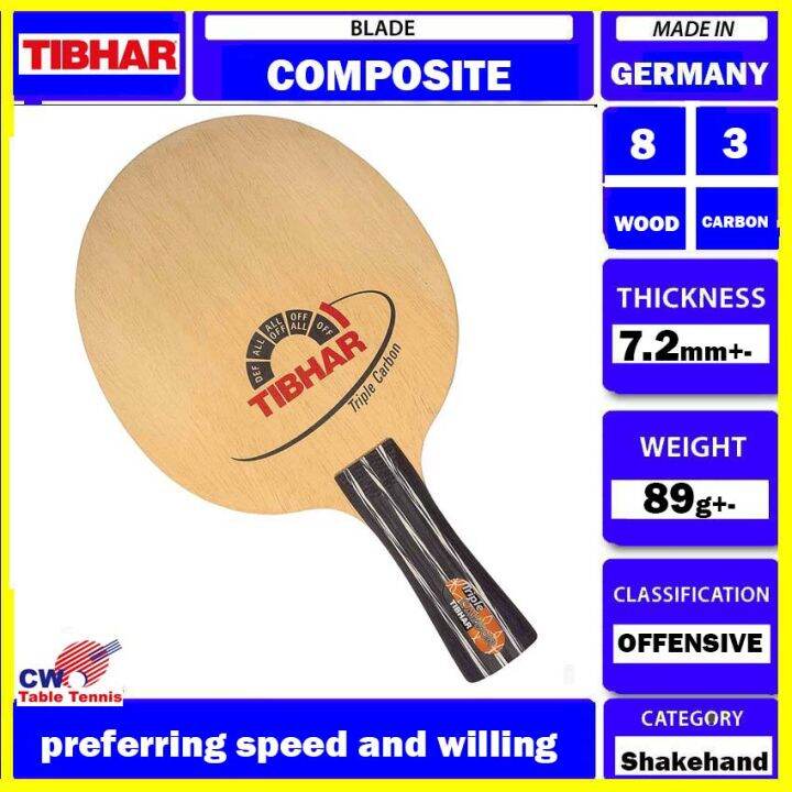 Tibhar Triple Carbon Table Tennis Blade Ping Pong Blade FL Handle
