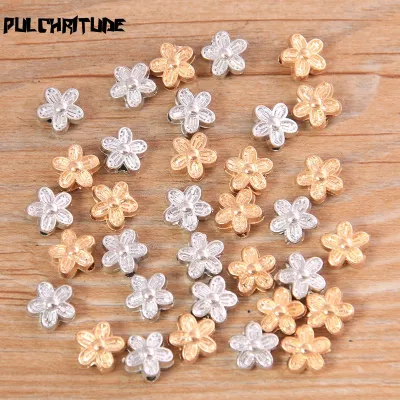30pcs 8x9mm Two Color Small Flower Bead Spacer Bead Charms For Diy Beaded Bracelets Jewelry Handmade Making
