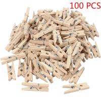 100PCS 2.5x0.3cm Natural Mini Wooden Clips For Clothespins Decorative Photos Papers Clips Pins Tacks