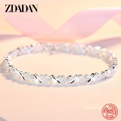 ZDADAN 925 Sterling Silver Bracelet Chain For Women Fashion Wedding Jewelry Gift