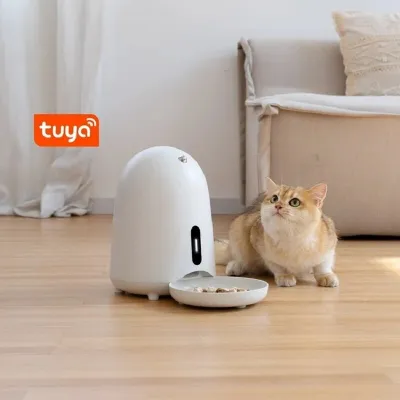 Tuya แอปเครื่องจ่ายอาหารอัตโนมัติอาหารแมว Wi-Fi เครื่องจ่ายน้ำเครื่องให้อาหารสัตว์เลี้ยงอัตโนมัติสุนัขแมว2L อัจฉริยะเฟอร์นิเจอร์อาหาร