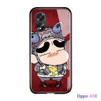 เคสใส่โทรศัพท์อนิเมะ A38 A18 OPPO สำหรับเด็กผู้หญิง,เคสแฟชั่นสำหรับผู้ชายเคสกระจกนิรภัยมันวาวฝาหลัง