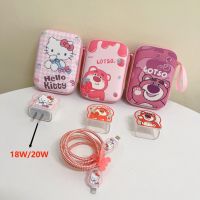 No charger/cable! Sanrio 5 in 1 Data Line Protective Sleeve Storage Bag For iPhone USB Charging Cable Winder Cover Zipper Bag