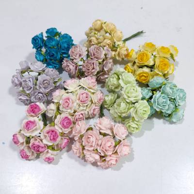 [10] ดอกไม้กระดาษสา ดอกไม้ประดิษฐ์ ดอกไม้กระดาษ ดอกกุหลาบ 17-20 mm