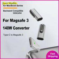 JIYAN2866 คอนเนคเตอร์ ตัวแปลง Type-C ตัวเมียเป็น MagSafe 3 140วัตต์ค่ะ แล็ปท็อป ปลั๊กชาร์จ PD ความเร็วสูงความเร็วสูง ไฟแสดงสถานะ อะแดปเตอร์แม่เหล็ก USB-C สำหรับ MacBook Air/Pro MacBook air/pro