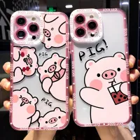 เคสโทรศัพท์รูปการ์ตูนหมูนิ่มน่ารักสำหรับกันชน11,12,13,14 Pro Max XS X XR 7 8 Plus SE 2020เคสซิลิโคนคลุม