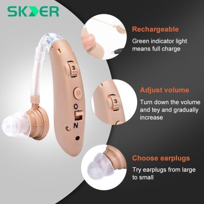 ZZOOI Digital Rechargeable Hearing Aids Mini  Adjustable Sound Amplifier Portable Deaf Elderly Headphone Amplified Speaker Bluetooth