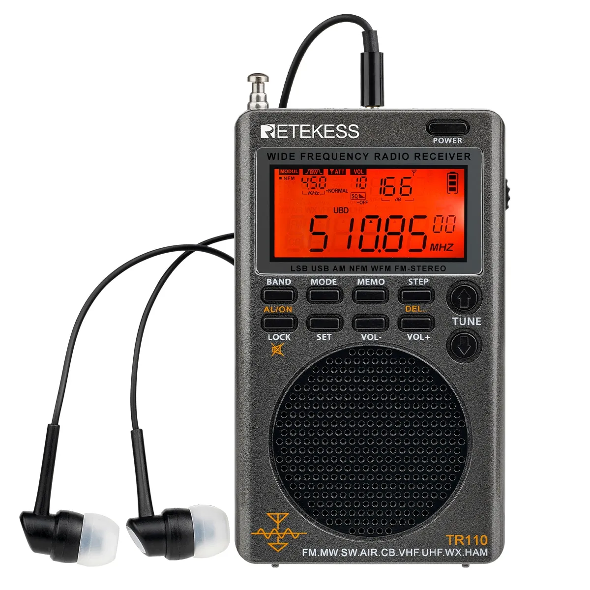 Retekess TR110 Radio FM Receiver Portable SSB Shortwave Radios AM FM All  Waves Full Band CB AIR Band Ham Radio SW MW LSB VHF UHF | Lazada