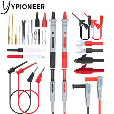 YPioneer P1308D Silicone Multimeter Test Leads Kit Replaceable Gold-Plated Precision Sharp Probe Set Alligator Clip Minigrabber