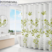 POTDYNB Waterproof Shower Curtain Green Butterfly Partern PEVA Shower Curtain