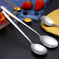 304 Stainless Steel Spoons With Long Handle Korean Soup Spoons Dinner Spoons Rice/Salad Tableware