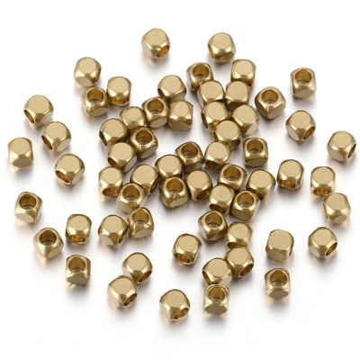 ♤☜ 100pcs 1-5mm Brass Cube Square Spacer Beads Loose Charm Bead for DIY Bracelets Necklace Jewelry Making Accessories Wholesale