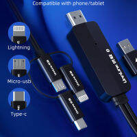 Unnlink ศัพท์กับทีวีสายแปลงกระจกโยนสาย HDMI สายฟ้าศัพท์ Android 3 In 1พร้อมเสียง MHL สำหรับ