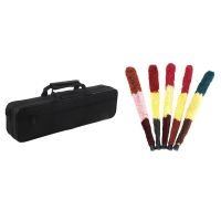 1 Pcs Nylon Padded Flute Bag Carry Case Cover Shoulder Strap &amp; 1 Pcs 52cm Soft Cleaning Brush Cleaner Saver Pad