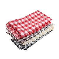 Set of 12 PCS 40x40cm Cotton Blended Plaid Checked Cloth Napkins Reusable Dinner Table Tea Towels For Home &amp; Events Washable Dish Cloth  Towels