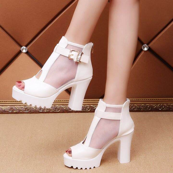 2023-new-fashion-womens-shoes-fish-mouth-sandals-womens-high-heeled-mesh-thickened-summer-hollow-mesh-open-toe-solid-color