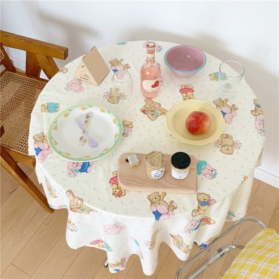 ✢ Ins Cute Girl Heart Bear Tablecloth Picnic Cloth Bed And Breakfast Coffee Shop Restaurant Soft Decoration Dormitory